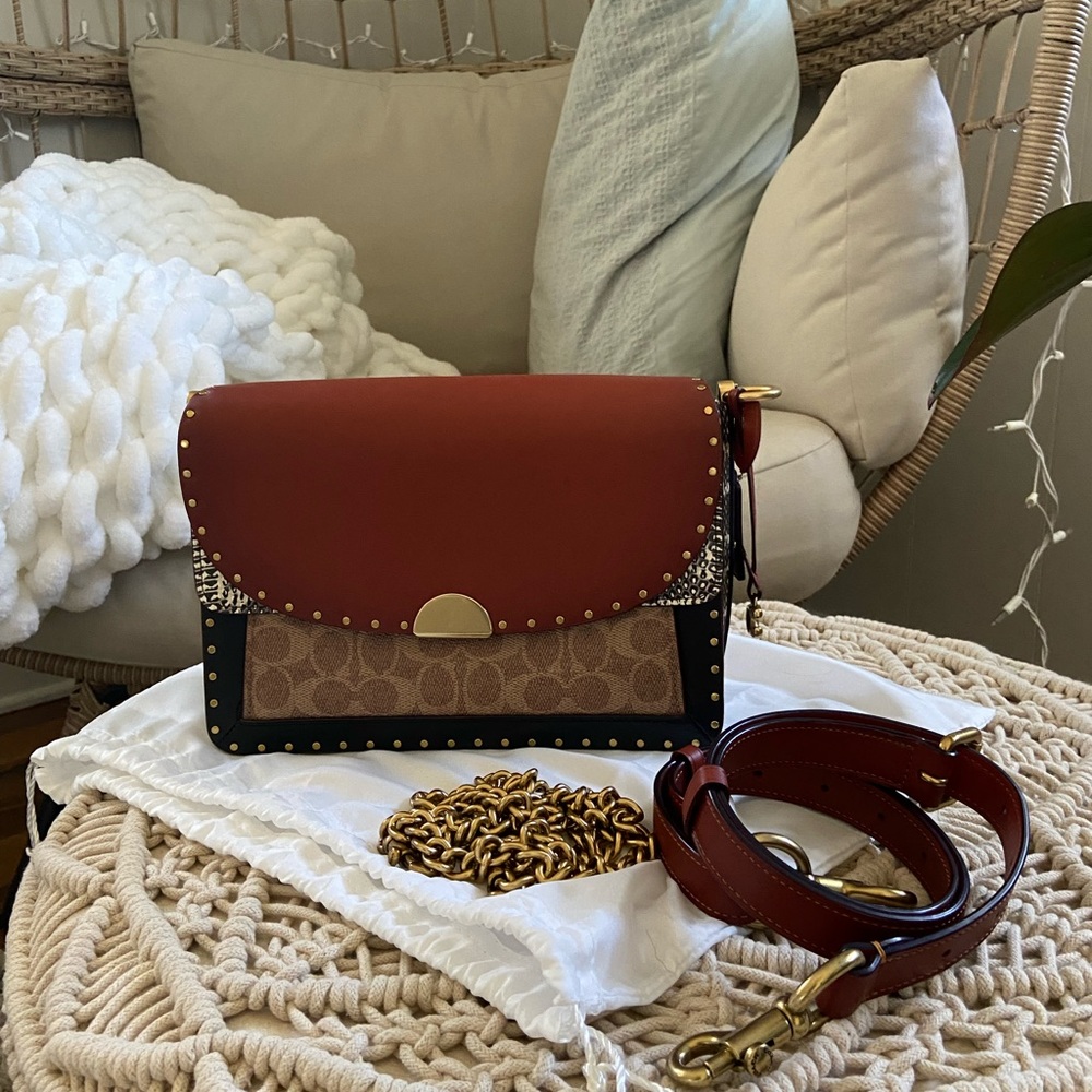 COACH Dreamer Shoulder Bag w/ Snakeskin Detail EUC